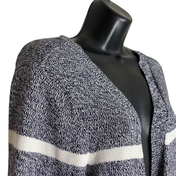 Talbots Cardigan Sweater Womens X Striped Long Open Front Pockets Capsule Plus - Picture 8 of 10